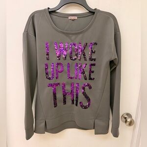 Juicy Couture Gray Sweatshirt with Pink Sequin Text Size M